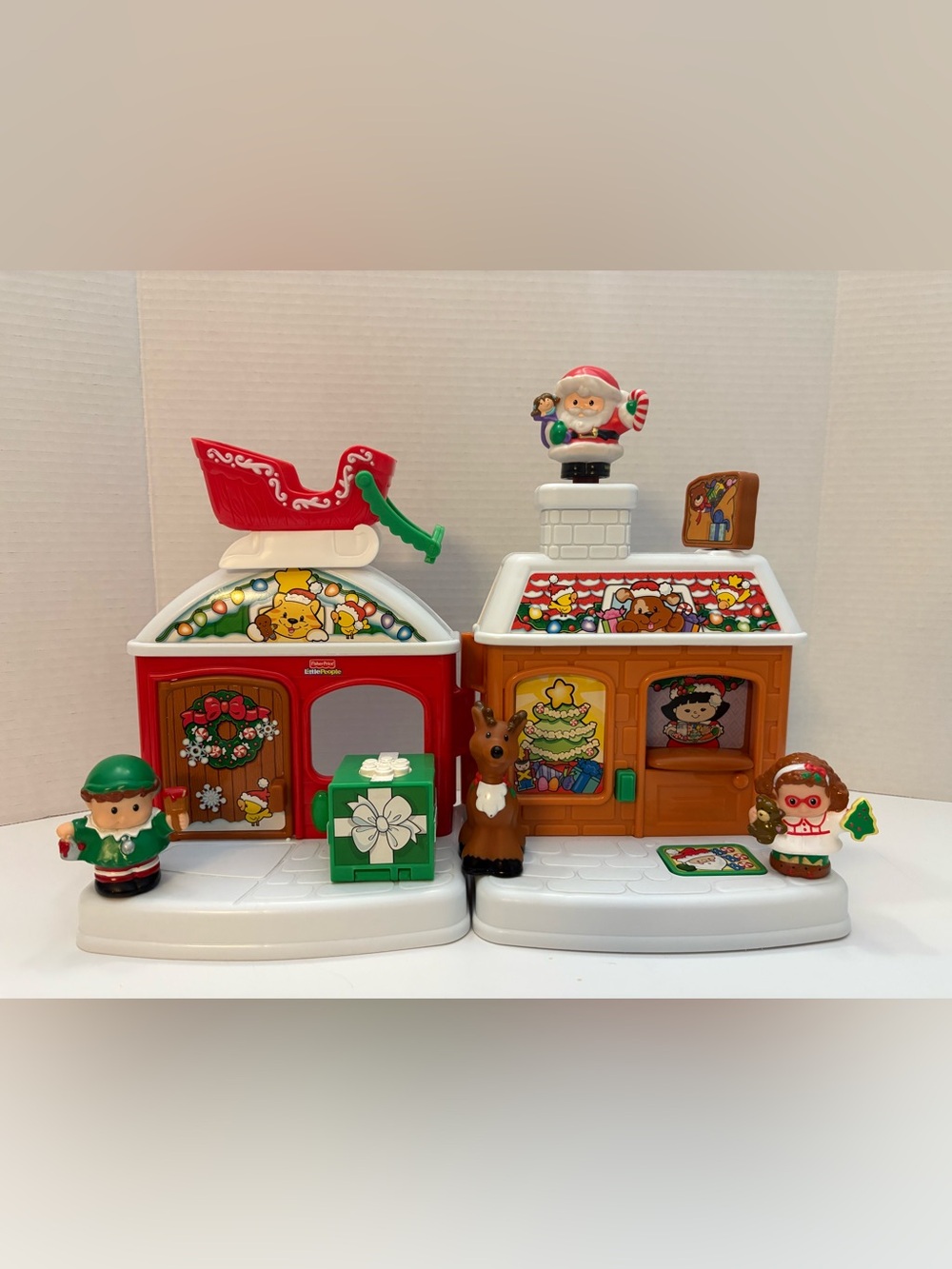 RARE 2009 FISHER-PRICE LITTLE PEOPLE A VISIT FROM SANTA CHRISTMAS COTTAGE 🎄🎅